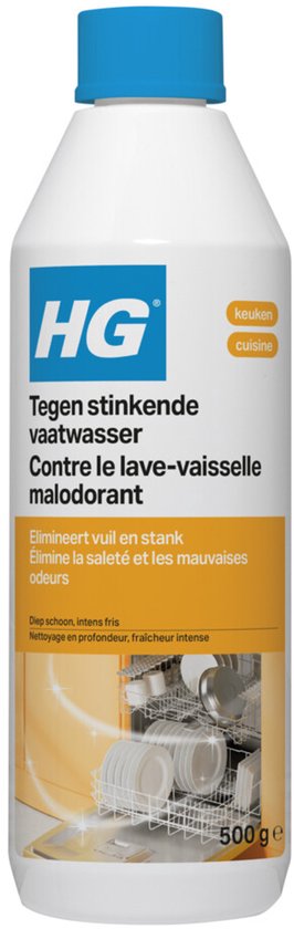 HG tegen stinkende vaatwassers 500gr - Verpakking beschadigd, deuk in de fles