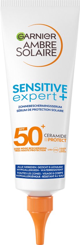 Garnier Ambre Solaire Sensitive Expert Zonnebrand Serum SPF 50+ 125 ml - Zonnebrandserum met Ceramide Protect - 125ml - Verpakking beschadigd