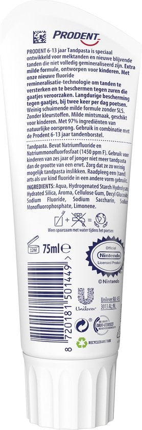 Prodent toothpaste Junior 6-13 Years Toothpaste Super Mario 75 ml