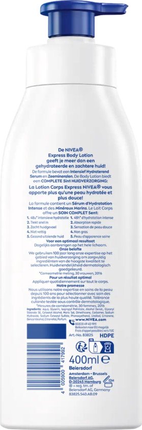 NIVEA Express Körperlotion mit Pumpe – 400 ml