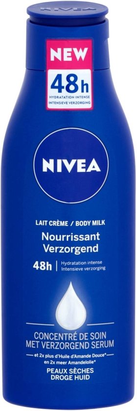 NIVEA 5-in-1 Nährende Körpermilch – Mandelöl und Vitamin E – Körpermilch mit 48 Stunden Feuchtigkeitszufuhr – 250 ml