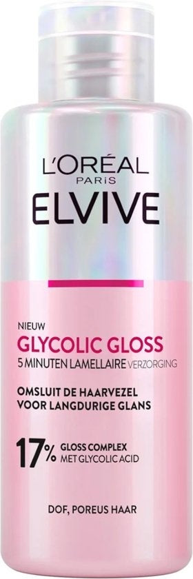 L'Oréal Paris Elvive Glycolic Gloss 5 Minuten Lamellaire Verzorging - voor dof, poreus haar - met glycolic acid voor glanzend haar - 200 ml