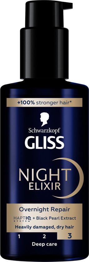 Gliss Night Elixer Overnight Repair - Haarverzorging - Haarserum - Nacht Elixir - Zacht en Hersteld - Haarregeneratie - Beschadigd Haar - 100 ml