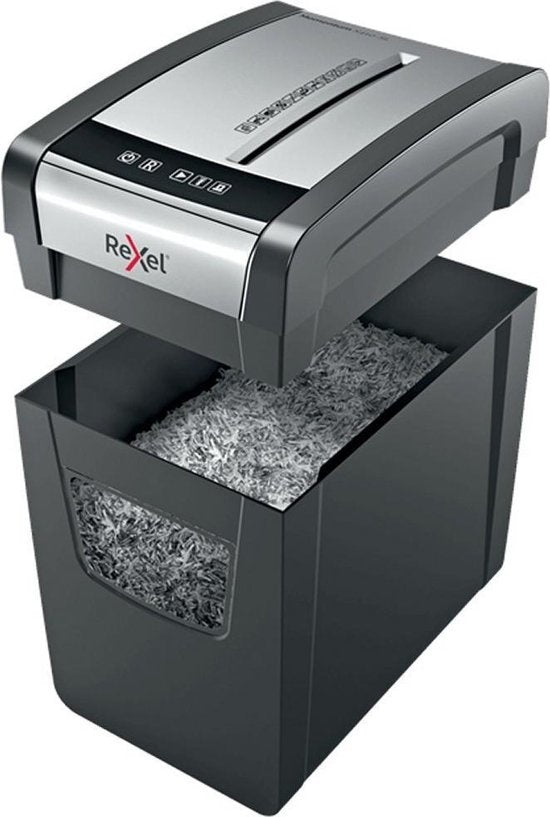 Rexel Momentum X410-SL Slimline Silent Paper Shredder for Home/Home Office or Office - P- 4 Cut - Up to 10 A4 Sheets - Shreds Documents with Small Staples and Paper Clips - 23 Litre Waste Bin - Black