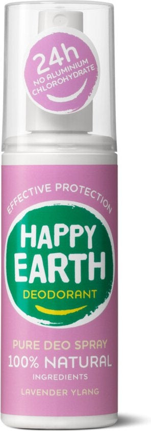 Happy Earth 100% Natural Deodorant Spray Lavender Ylang 100 ml - cap missing