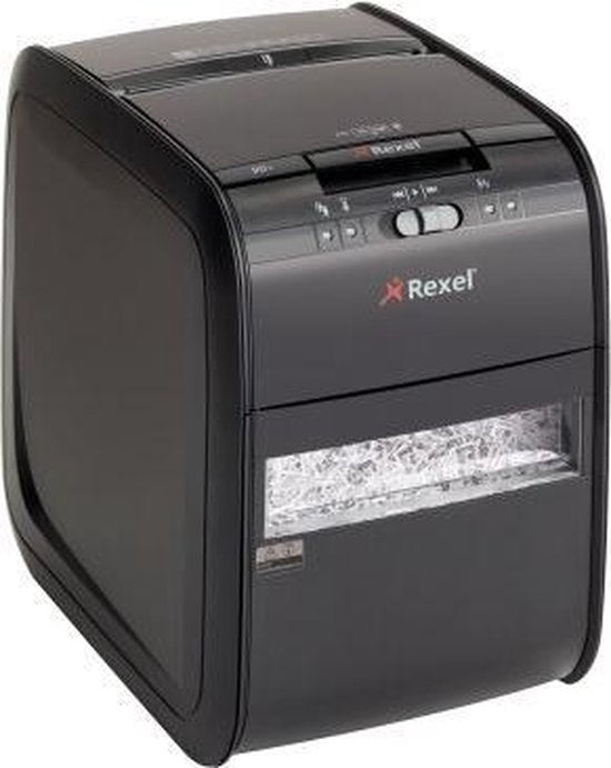 Rexel 90X Paper Shredder for Office and Home Work - Security Level: DIN P- 3 Cuts - Up to 12 A4 Sheets - Shreds Documents, Credit Cards, Staples and Paper Clips - 20 Litre Waste Bin - Black - Ideal for Home Office/Home Workplace