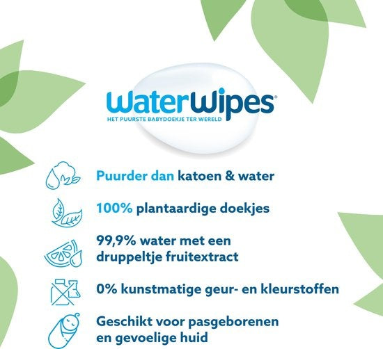 WaterWipes Babytücher Bio – 9 x 60 Stück – 540 Tücher