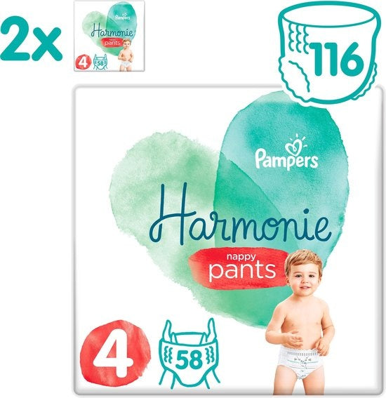 Pampers Harmonie / Pure Windelhosen Größe 4 (9-15 kg) 116 Windelhosen