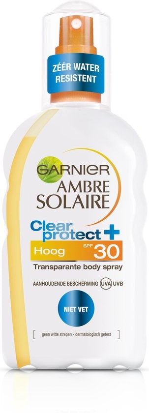 Garnier Ambre Solaire Clear Protect Refresh - Transparent Sun Protection Spray SPF 30 - 200ml - Cap is missing