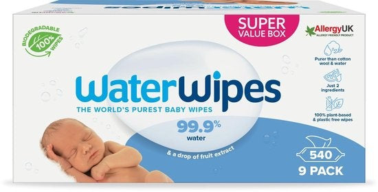 WaterWipes Babytücher Bio – 9 x 60 Stück – 540 Tücher