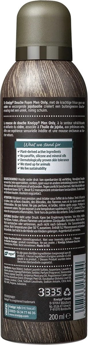 Kneipp Men Only - Cedar Jojoba Oil Shower Foam 200 ml - Cap is missing