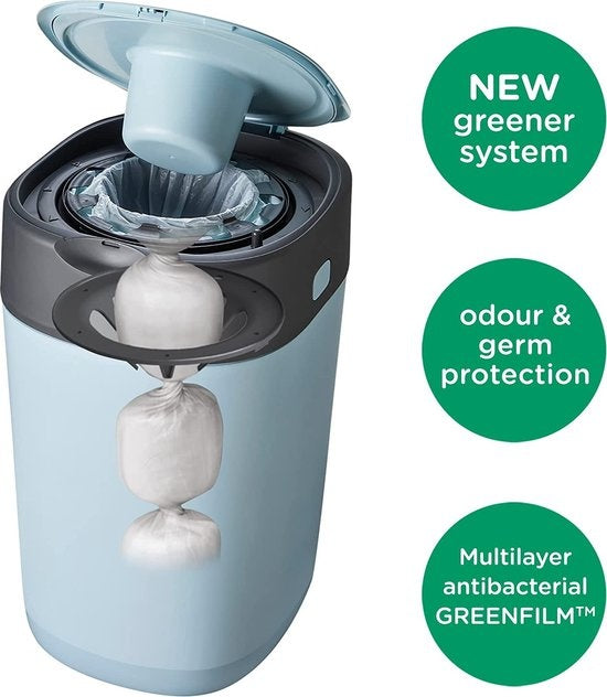 Tommee Tippee Milieuvriendelijke Twist & Click Luieremmer - met 1 Navulcassette - Blauw