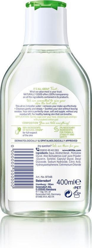 NIVEA Naturally Good Mizellenwasser mit Bio-Aloe Vera – 400 ml