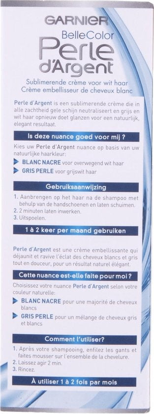 Garnier Belle Color Parelmoerwit - Sublimerende Crème Voor Wit en Grijs Haar - Geeft Glans, Neutraliseert Gele Schijn