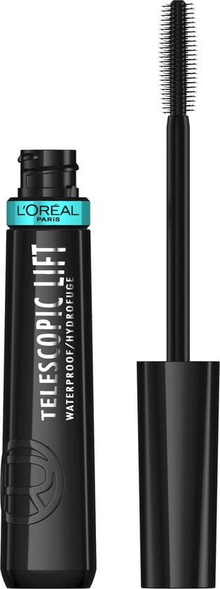L'Oréal Paris Telescopic Lift Mascara, wasserfest – Lange, geschwungene Wimpern und Volumen +5 mm – Angereichert mit Ceramidkomplex – Schwarz – 9,9 ml