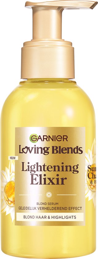 Garnier Loving Blends - Lightening Elixir - Geleidelijk Verhelderend Blond Serum - Sun-Kissed Chamomile & Bloemenhoning - Blond Haar & Highlights - Kamille - 120 ml