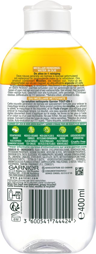 Garnier Skin Active Micellair Water in Olie - 400ml - Reinigingswater