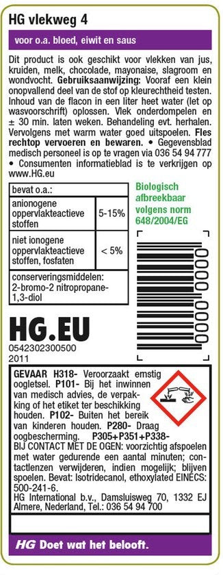 HG Vlekweg 4 - bloed - melk - saus - 50ml