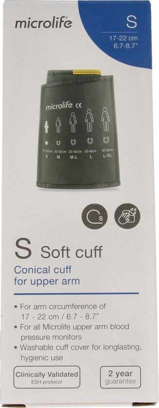 Microlife Soft Manchet – Maat S (17–22 cm) – Comfortabele bovenarmmanchet voor smalle armen – Geschikt voor BP-A & BP-B-serie