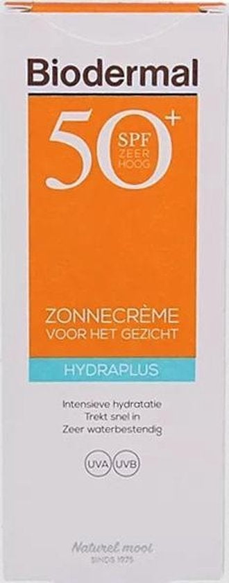 Biodermal Zonnecrème voor het gezicht - Hydraplus SPF50 - 50ml