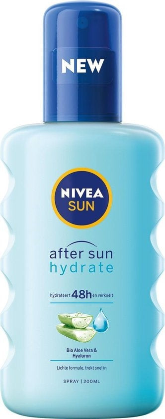 NIVEA SUN After Sun Feuchtigkeitsspendendes, beruhigendes Spray – 200 ml – Kappe fehlt