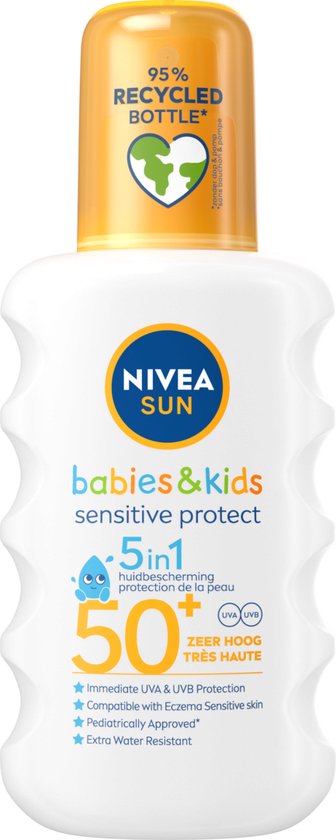 NIVEA SUN Babies & Kids Sensitive Zonnebrand Spray SPF 50 - Zonnebrandcrème voor Gevoelige huid - 200ml