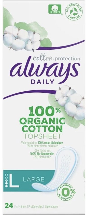 Always Dailies Cotton Protection Large Inlegkruisjes  - Voordeelverpakking 10 x 24 stuks - large