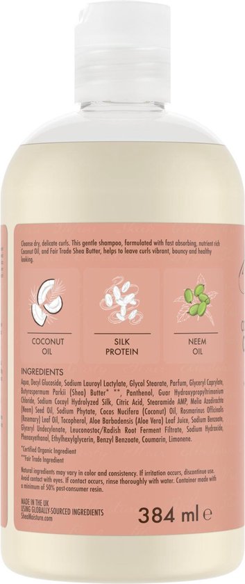 Shea Moisture Coconut &amp; Hibiscus – Shampoo Curl &amp; Shine – Lockiges Haar – 384 ml