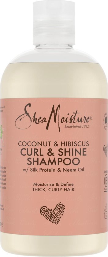 Shea Moisture Coconut &amp; Hibiscus – Shampoo Curl &amp; Shine – Lockiges Haar – 384 ml