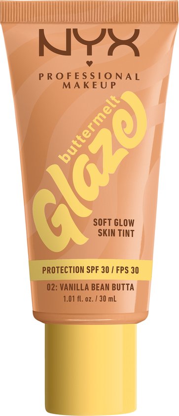 NYX Professional Make Up Buttermelt Glaze Vanilla Bean Butta Foundation - Tot 12 uur draagtijd - SPF 30 bescherming - 2 - 30ml