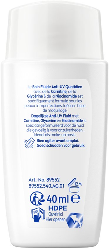 NIVEA Derma Skin Clear Dagelijkse Anti-UV Fluïde SPF50 - Verpakking beschadigd, zonder doosje