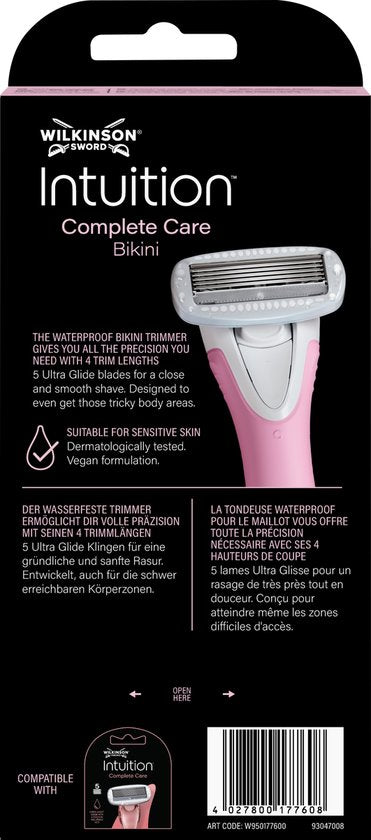 Wilkinson Sword Intuition Complete Care Bikinitrimmer voor vrouwen, 2in1 elektrische lichaamshaartrimmer, scheersyssteem en 1 navulmesje- beschadigde verpakking
