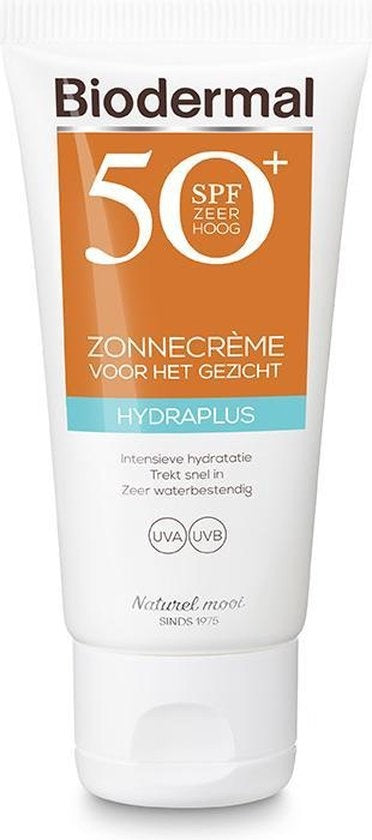 Biodermal Zonnecrème voor het gezicht - Hydraplus SPF50 - 50ml - Verpakking beschadigd