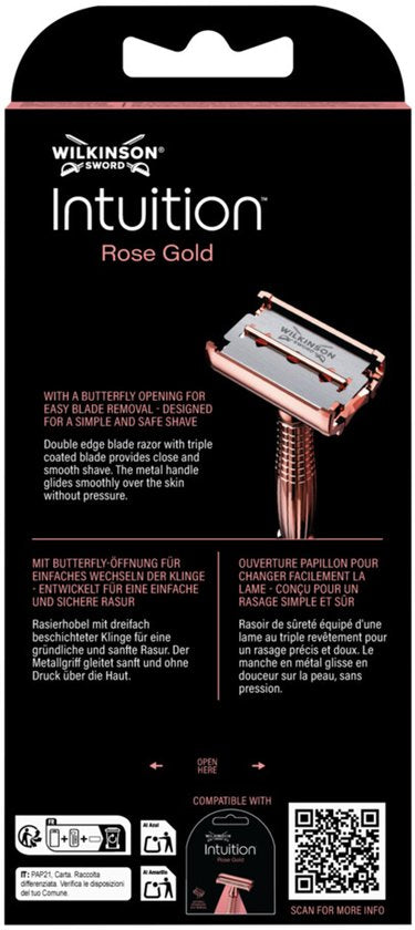 Wilkinson Intuition Rose Gold Scheersysteem + Navulmesjes 10 stuks -- beschadigde verpakking