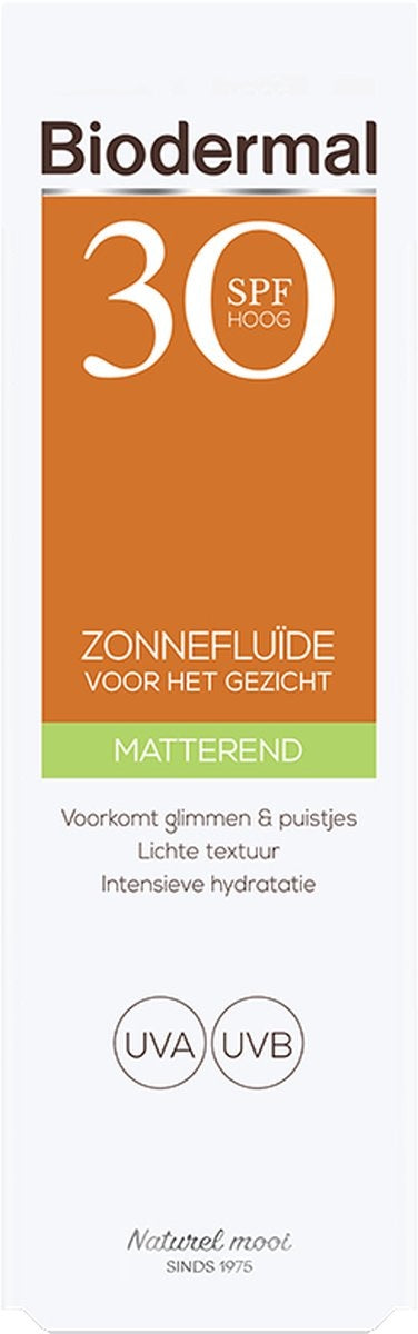 Biodermal Zonnebrand - Matterende Zonnefluïde voor het gezicht SPF 30 - 40ml