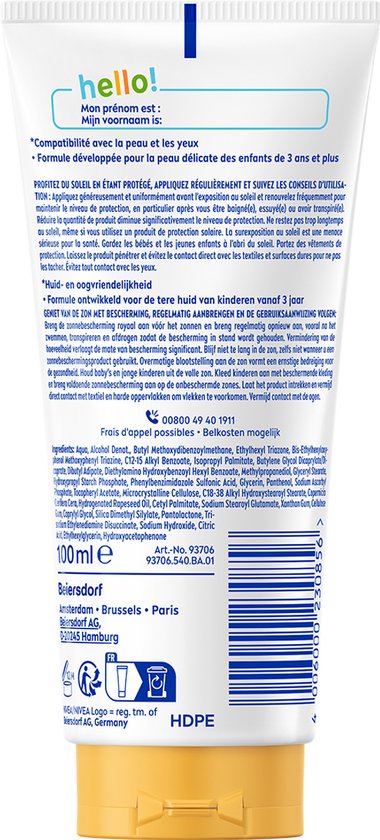 NIVEA Sun Kids Daily UV Protect Zonnebrand SPF50+ - Zonnebrandcrème - Parfumvrij & niet Plakkerig - met Vitamine C&E - 100ml