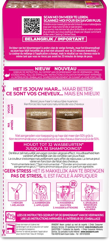 L'Oréal Paris Casting Crème Gloss Parelmoer Blond 810 - Semi-permanente Haarkleuring Zonder Ammoniak