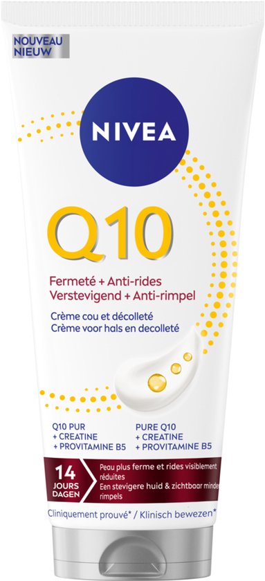 NIVEA Q10 Verstevigende + Anti-Rimpel Nek & Decolleté Crème - Body Cream - Creatine - Anti Rimpel Crème - 200ml