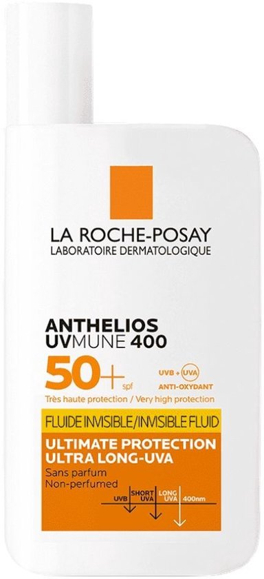 La Roche-Posay Anthelios UVMUNE 400 Onzichtbare Zonnebrand Fluide SPF50+ - Zeer Hoge Bescherming - Alle Huidtypes - 50 ml