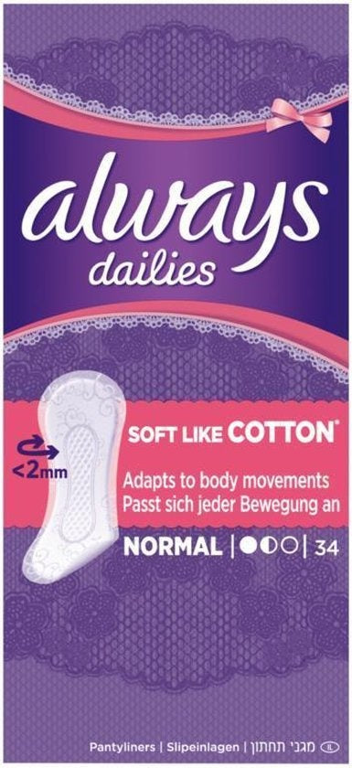 Always Dailies Panty Liners Discreet Normal - 34 pcs - Packaging damaged