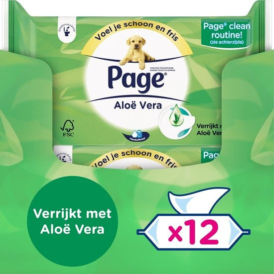 Page vochtig toiletpapier - Aloe Vera vochtig wc papier - voordeelverpakking - 38 x 12 stuks - 456 velletjes