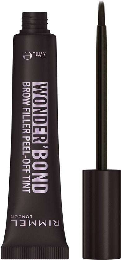Rimmel Wonder'Bond Brow Filler Peel-Off Tint, 004 Black Brown, Wenkbrauwtint, Geeft niet af, Langhoudende, waterproof formule met biotine, 7,7 ml