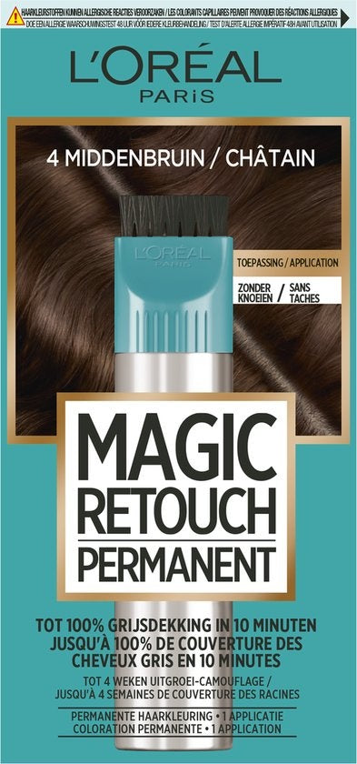 L'Oréal Paris Magic Retouch Permanent 4 – Mittelbraun – Permanente Haarfarbe – Verpackung beschädigt