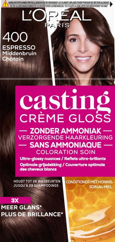 L'Oréal Paris Casting Crème Gloss Mittelbraun 400 – Semipermanente Haarfärbung ohne Ammoniak – Verpackung beschädigt