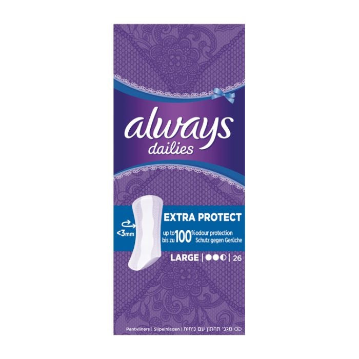 Always Dailies Panty Liners Extra Protect Large - 26 pieces