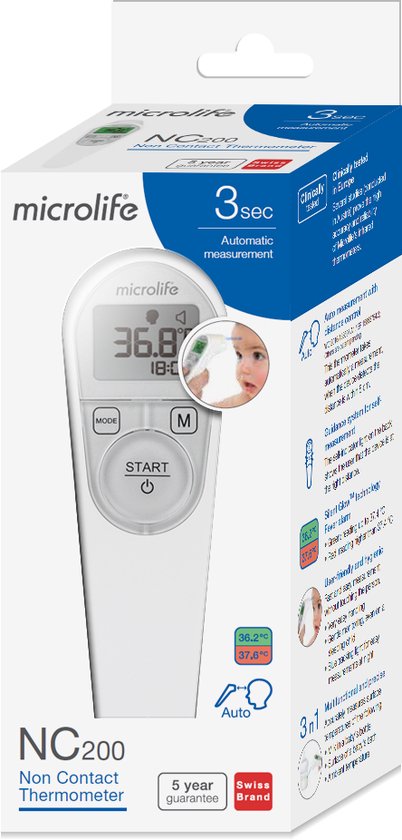 Microlife NC 200 - Infrarood Thermometer - Meting in 3 Seconden - Klinisch Getest