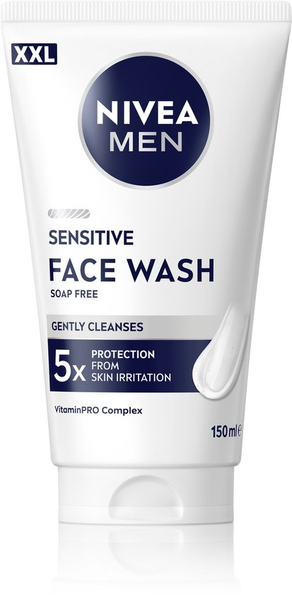 NIVEA MEN Sensitive Face Wash XXL - Reinigingsgel Gezicht - Face Wash - Gezichtsreinigingsmiddel - Cleanser - Gevoelige huid - 150ml
