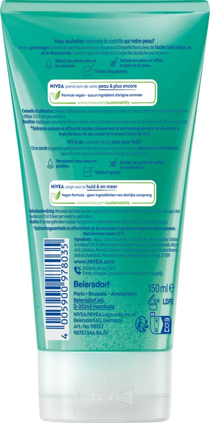 NIVEA DERMA Skin Clear Cleansing Gel – Reinigungsgel – Für unreine Haut – Mit Salicylsäure (AHA) und Niacinamid – 150 ml