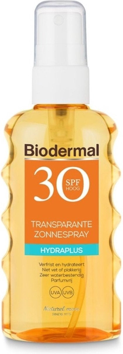 Biodermal zonnebrand - Hydraplus - Transparante Zonnebrand Spray SPF30 - 175ml - Verpakking beschadigd