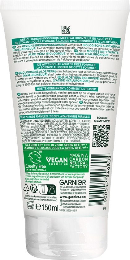 Garnier SkinActive Hyaluronsäure Aloe Vera Gesichtsreinigungsschaum 150 ml